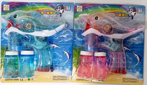 Пістолет з мильними бульбашками Дельфін НТ 010 В світло, звук, на батарейках, 2 запаски, на аркуші (6983884240233) МІКС - фото 2
