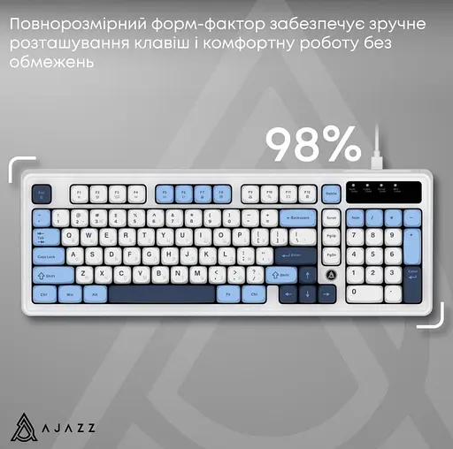 Клавіатура ігрова дротова Ajazz AF-GB-98 USB White-Blue - фото 7