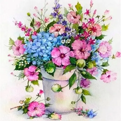 Алмазная вышивка алмазна мозаика на подрамнике Горщик квітів 30*30 см - фото 1