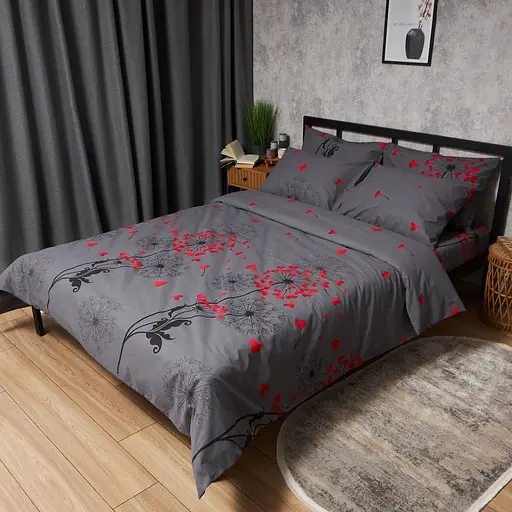 Комплект постільної білизни Moon&Star Бязь Gold Люкс Dandelion Lov King Size 220x240 наволочки 2х70х70 - фото 1