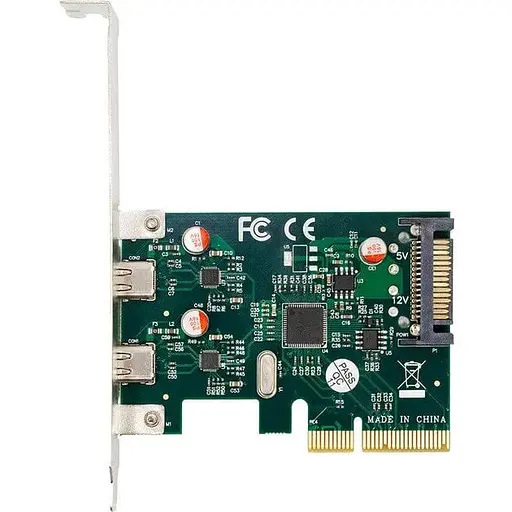 Плата расширения Frime PCI-E x4 2xType-C 3.1 Gen2 чип ASM1142 питание SATA ECF-PCIEtoUSB009.LP - фото 1