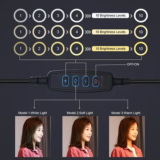 Кольцевая USB LED лампа Puluz PKT3039 10.2"+ настільне креплення 140 см - фото 6