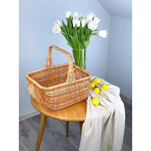 Великодній кошик із лози з однією ручкою Волинь Коричневий - фото 2