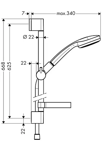 Душовий гарнітур Hansgrohe Croma 100 1jet 27717000, Хром - фото 2