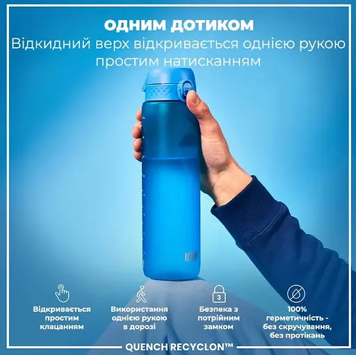 Пляшка для води ION8 1000 мл (ЕКО пляшка) BPA Free Blue (I8RF1000BLU) - фото 2
