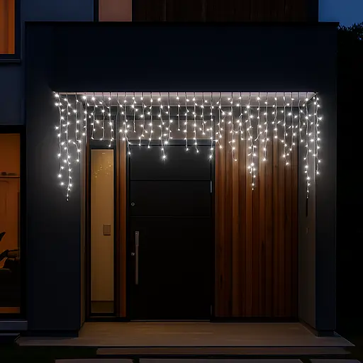 Новорічна гірлянда вулична Бахрома GarlandoPro 6 м 105 LED чорний провід Біле світло 6МBW