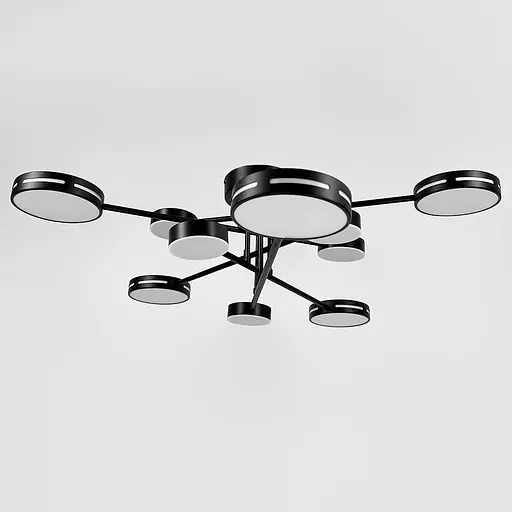 Чорна стельова люстра на 5+5 світлових кругів Ø 90 см | Арт. 77031/5+5 BK | Line F - фото 8