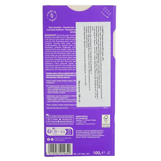 Шоколад черный Cachet Extra Dark 85% какао 100 г  - фото 2