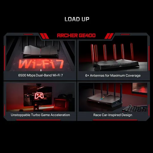 Роутер TP-LINK Archer GE400, Black, Wi-Fi 7 (до 6453 Mb/s, 2.4/5GHz), 1хLAN (1000/2500 Mb/s), 3хLAN (100/1000 Mb/s), 1хWAN (1000/250). - фото 10