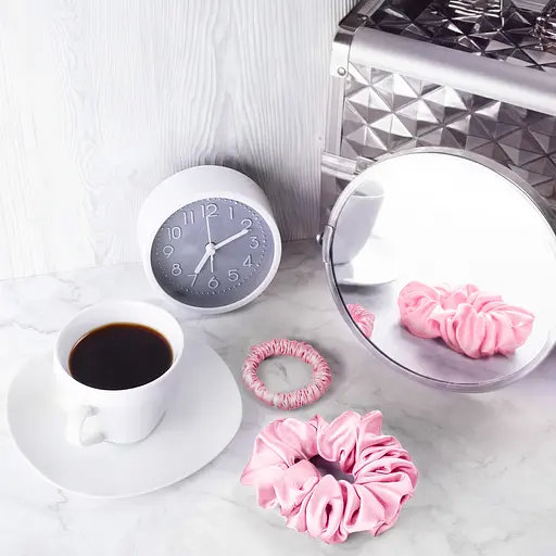 Набір із 2 шовкових резинок для волосся Чумацький Шлях S+L - два режими фіксації рожевий (1241-02) - фото 4