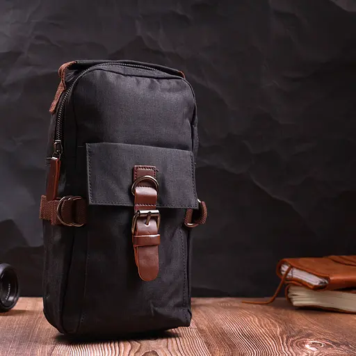 Незвичайна плечова сумка для чоловіків із щільного текстилю Vintage 16х29х8 см sum0028937 - фото 9