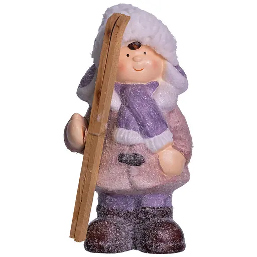 Новорічна фігурка Дівчинка з лижами з фарфору 12×10×22 (см) новорічний декор  Yiwu CR-5-2 - фото 4