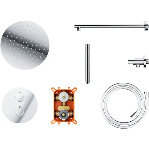Душова система прихованого монтажу Corsan Lugo хром + BOX з термостатом Z03TCH, Хром - фото 1