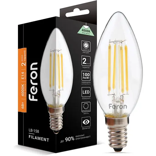 Свiтлодiодна лампа Feron LB-158 C37 230V 6W E14 4000K (25749)