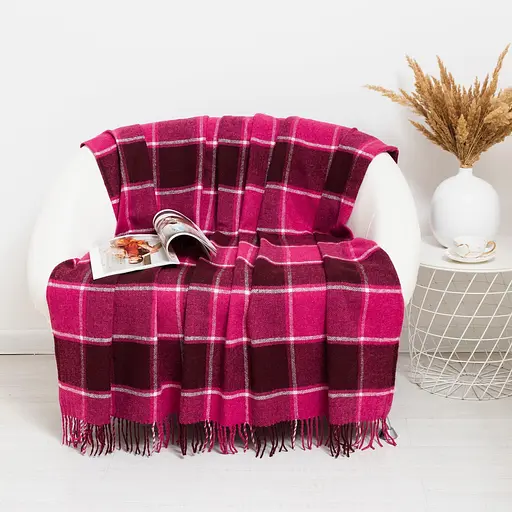 Плед шерстяной Vladi Палермо 140x200 лилово-малина-белый 7 - фото 1