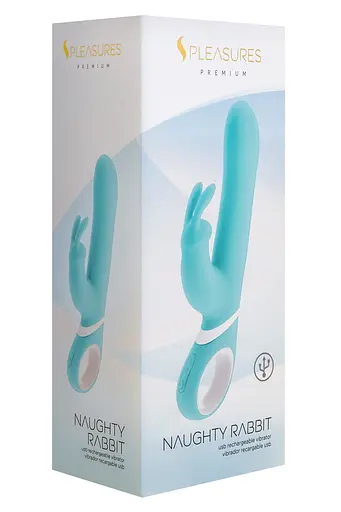 Вибратор-кролик Pleasures Naughty Rabbit 22.7 см бирюзовый - фото 5