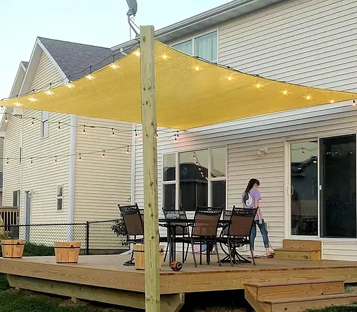 Тент навіс затіняючий квадратний 5х5м Сітка (Бежевий) - фото 6