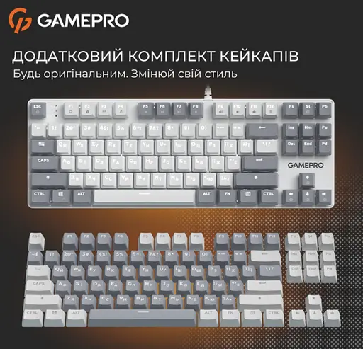 Клавіатура ігрова механічна GamePro MK-110-W USB Hot-Swap Outemu Red Switch White-Gray - фото 6