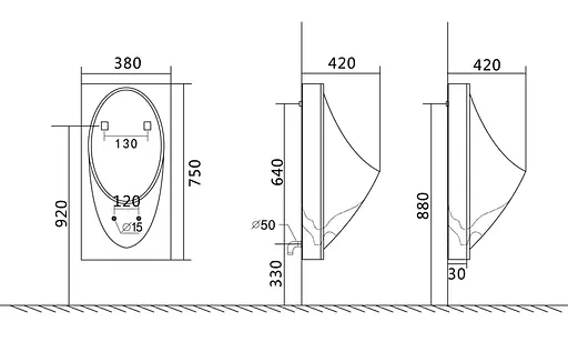 Писсуар подвесной Mixxus Premium Bevel-1005 380x420x750 мм с краном для писсуара MP6664, Белый - фото 2