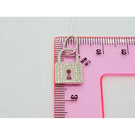 Срібна підвіска Лазурит Замочок з фіанітами. 39098р - фото 2