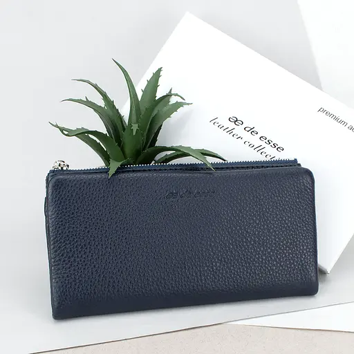 Гаманець жіночий шкіряний De Esse LC89008-F9947 на магнітах темно-синій - фото 1