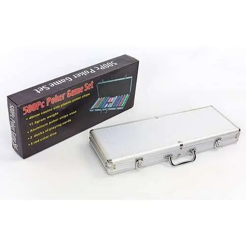 Настільна гра Johnshen Sports Покерний набір 500 фішок по 11,5 г без номінала (алюмінієвий кейс) (59210)