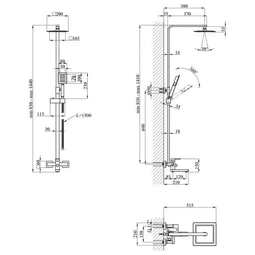 Душевая система Kroner KRP Edelstahl Kubus - ESG063 (CV022978) - фото 9