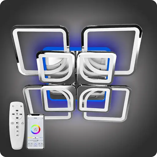 Люстра світлодіодна 517 Dlight 3color з пультом 190Вт Хром (01919) - фото 2