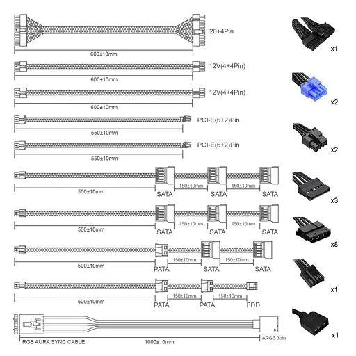 Блок живлення GameMax RGB850 PRO (RGB850 PRO) - фото 7