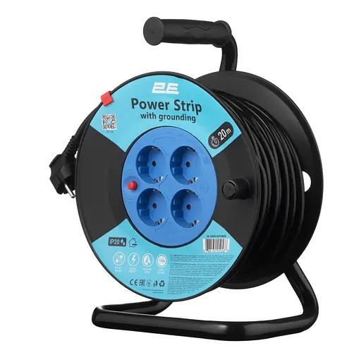 Сетевой удлинитель на катушке 2E CR4315-IP20 REEL 20 м, 4xТипF, 16A - фото 1