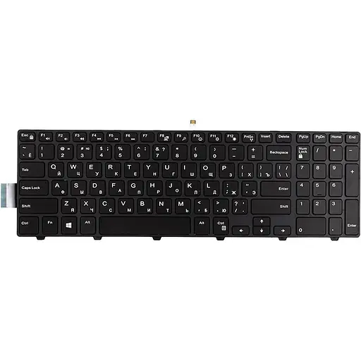 Клавіатура для ноутбука DELL Inspiron 15 3000 чорна, чорний фрейм, підсвітка
