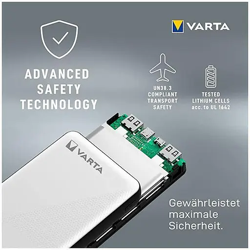 Зовнішній акумулятор Power bank Varta 20000mAh 3.0A USB 2.4A - фото 4