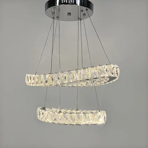 Елегантна кришталева люстра на 2 овальні яруси 50+40 см | Арт. (T) C 046/2 (600+500) | Line F - фото 4