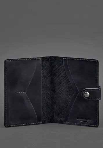 Женская кожаная обложка для паспорта 3.0 Инди синяя - фото 3