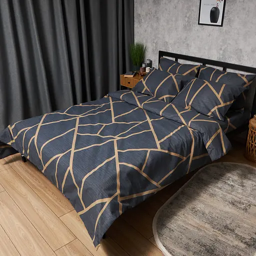 Пододеяльник Moon&Star Микросатин Premium Deep Blue Luxe Полуторный Евро 160x220 см - фото 1