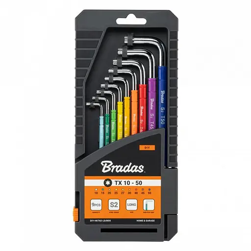 Набір ключів Bradas TORX TX 10-50 9 шт довгі (DIY-HKT62-LO/BOX) - фото 1