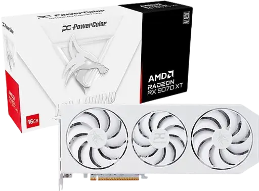 Відеокарта AMD Radeon RX 9070 XT 16GB PowerColor Hellhound Spectral White (RX9070XT 16G-L/OC/WHITE)