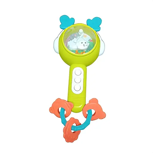 Интерактивная погремушка M 608 со звуками, мелодиями и светом, зеленого цвета - фото 2