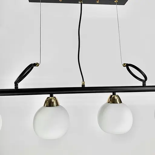 Видовжена люстра Лофт на 4 білих плафони | Line F | Арт. YQ307/4 AB+BK+WT - фото 2