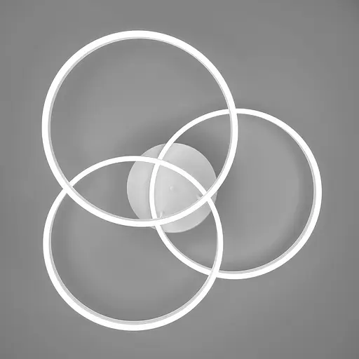 Світлодіодна біла люстра на 3 кільця 77х80 см з пультом, 3 режими світла Line F Арт. A55067 3A WT - фото 1