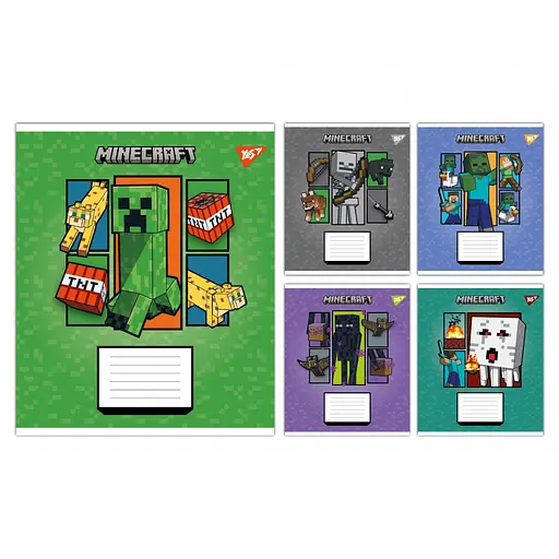 Зошити учнівські 12 аркушів коса лінія Yes Minecraft Arrows, 25 шт. в упаковці