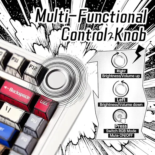Клавіатура Aula F75 Gasket Reaper Hot-Swap PBT 2.4G Wireless/BT EN/UA Comic (6978080501578) - фото 5