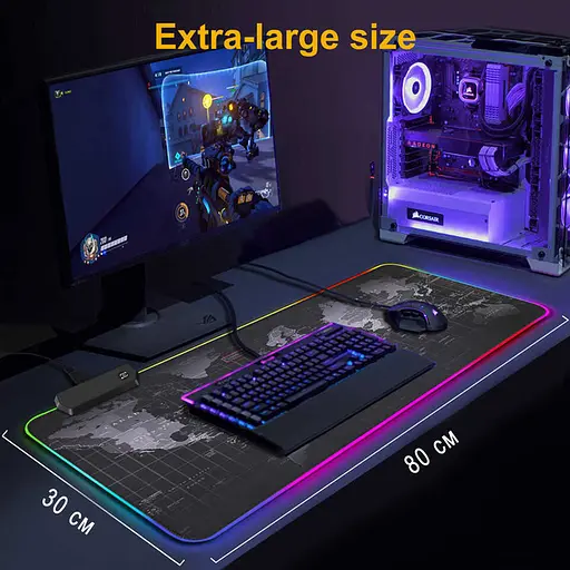 Ігрова поверхня з RGB підсвіткою FeelTouch 800 x 300 мм Black - фото 5