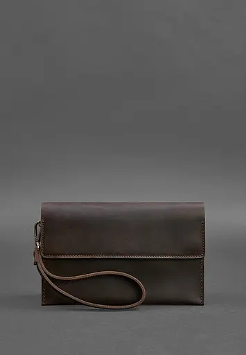 Шкіряний чоловічий клатч-барсетка 3.0 темно-коричневий Crazy Horse - фото 3