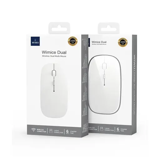 Беспроводная мышь WIWU Crystal WM101 Pro Pearl 2.4G+bluetooth dual-mode White - фото 6