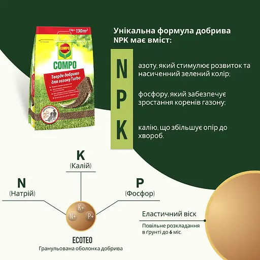 Удобрение для газона COMPO TURBO 5 кг - фото 3