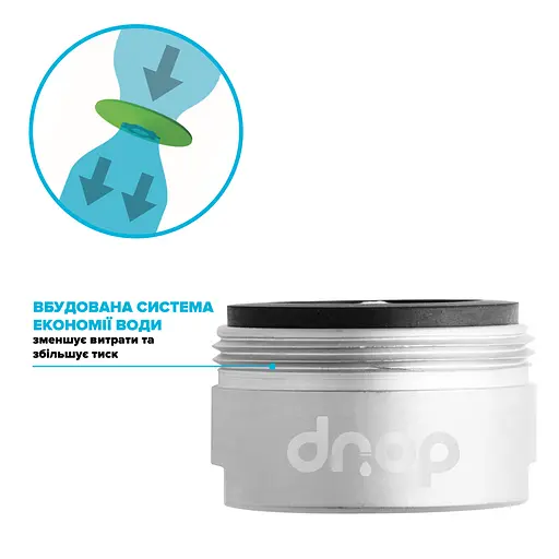 Водозберігаючий аератор Drop CL24-MT для змішувача - Економія 58%, зовнішня М 24 мм, матовий хром - фото 3