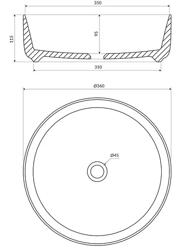 Умивальник Omnires Tulsa 36 см gloss white TULSA355BP, Білий - фото 4