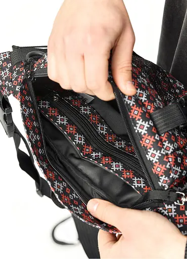 Большая мужская сумка бананка Sambag DynamicDart чорна тканевая 38 × 21 × 7 см (80411148m) - фото 6