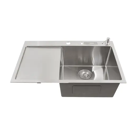 Кухонна мийка з нержавіючої сталі з лівим крилом накладна Nett NS-7848(L), Нержавіюча сталь - фото 3
